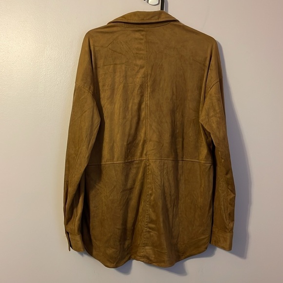 Max Studio Vicuna Brown Faux Suede Shacket Button Front size XS - Picture 9 of 14